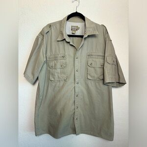 Cabela’s Safari Series Khaki Tan Short Sleeve Utility Pocket Button Down XL Tall
